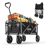 Toboli Bollerwagen faltbar Offroad schwarz, Faltbollerwagen belastbar bis 100 kg, Klappbollerwagen für Strand, Garten, Einkäufe