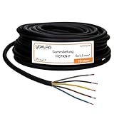 Voxura H07RN-F 5x1,5 mm² 10 Meter Gummileitung flexibel mit Schutzleiter 5G1,5 UV-resistent ölbeständig für Außenbereich Campingkabel Baustellenkabel
