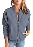 YUTILA Bomberjacke Damen Blouson Jacke Casual Sweatjacke mit College-Kragen