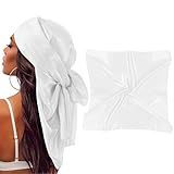 Qianyu 90 x 90 cm Große Quadratische Schals für Damen Seide Kopftuch Bandanas Silk Head Scarf Gefühl Schal Personifizieren Elegant Seidentuch Haartuch Halstuch Haarschmuck Taschentuch (Weiß)