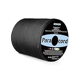 Romon Paracord 4mm, 50M Paracord Schnüre Seil 9 Kern-Strängen Paracord Bänder, Schnur Reissfest Seil Sonnensegel, Nylon Paracord Survival Paracord Reepschnur für Outdoor Survival Camping, Schwarz