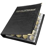 Crynvor münzen aufbewahrung, 20 Seiten münzalbum, euro münzen sammelalbum, münzsammelalbum mit Reißverschlüsse, 480 Taschen münzenalbum, coin collection book, Professional münzsammlungsalbum (schwarz)