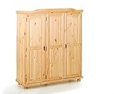 Inter Link Bauernschrank Kleiderschrank Dielenschrank Landhausschrank Garderobenschrank 3 Türig Kiefer massiv Natur lackiert