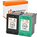 Bubprint Kompatibel 2 Druckerpatronen als Ersatz für HP 338 343 für Officejet 100 150 Mobile 7210 7310 H470 K7100 Photosmart 2575 2610 7850 8050 8150 8450 C3100