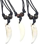 MOPZIJA 3PCS Haifischzahn Kette, Surfer Kette, Haifischzähne Anhänger-Halsketten, Unisex, Tribal Stil, Grau, Harz, gewachstes Seil, Kordel, Erwachsene, Teenager, Kinder