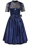 Dirndl Damen midi Lang Dirndl Blau Trachtenkleid Trachtenrock Dirndl-Komplettsets Trachtenmode Trachten Damen mit 3 Teilig Schürze Dirndlbluse Oktoberfest Dresses Dirndlkleid 42