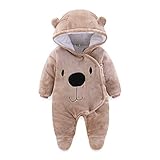 Baby Overall Winter mit Kapuze Baby Schneeanzug Flanell Strampler Winter Spieler Spielanzug mit Füße Karikatur Jumpsuit Baby Kleidung 0-3 Monate