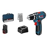 Bosch Professional 12V System Akku Bohrschrauber GSR 12V-15 (inkl. 2x 2.0Ah Akku, Ladegerät GAL 12V-20, 25-tlg.-Bit-Set, Werkzeugtasche)