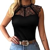 Vxcbad Spitzen Oberteile Damen Body Damen Sexy Spitze Body Spitzentop für Parteien Termine M Schwarz (DE/NL/SE/PL, Alphanumerisch, S, Regular, Regula