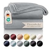 Blumtal Kuscheldecke flauschig - OEKO-TEX zertifizierte Fleecedecke 150x200 cm - weiche Wohndecke 150x200 cm - Decke Couch als Wohn- & Kuscheldecke - Flauschdecke - Wohndecke Kuscheldecke 150x200 Grau