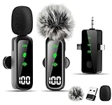 Bayanbulu Mikrofon Handy für iPhone, iPad, Android, Kamera, PC – 3-in-1 Profi-Mini-Mikrofon mit LED-Anzeige & Rauschunterdrückung, Mikrofon Kabellos für YouTube, TikTok, Vlog Podcast(2er-Pack)