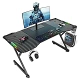Hlonone Y-Serie Schreibtisch, Gaming Schreibtisch, Computertisch Schreibtisch Y-Form Robust Büro Tisch Arbeitstisch, Kratzfest, Getränkehalter Kopfhörer Haken Schwarz 120 x 60 x 74 cm (Schwarz)