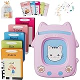 Sprechende Lernkarten, Zweisprachigkeit Wörter Lernen, Deutsch Englisch Lernkarteikarten 112 Blätter 224 Wörter, Lernspielzeug Interaktives Spielzeug Jungen Mädchen - Rosa