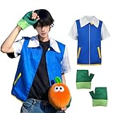 Anime Cosplay Kostüm, Blaue Jacke Handschuh Set, Cosplay Anime, Klassisches Anime Kostüm, Unisex Karneval Kostüm, Cosplay Kostüm für Halloween Themenpartys Bühnenaufführungen Alltagskleidung (XXL)