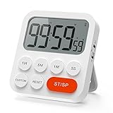 LIORQUE Digitaler Küchentimer Magnetisch Stoppuhr Timer mit Uhr, Magnet, 3-stufiger Lautstärke, LCD Anzeige für Kochen, Sport, Studieren, 2 AAA Batterien inklusive
