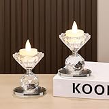 2 Stück Kristall Kerzenhalter, Kerzenständer Halter Dekor, Glas Kerzenständer Halter Set für Tisch Mittelstück, Hochzeitsfeier, Weihnachtsdekorationen (Style1)