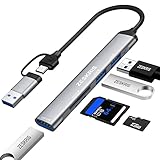 USB C Hub, 5 Anschlüsse, ZESKRIS ultradünner Datentyp C Hub mit 1 USB 3.0, 2 USB 2.0, TF/SD/MicroSD Kartenleser, tragbarer USB Splitter für MacBook Pro/Air, Laptop, PS5/PS4 und andere Typ C Geräte