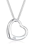 Elli DIAMONDS Halskette Damen Herz Anhänger mit Diamant (0.03 ct.) in 925 Sterling Silber