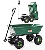 Izzy Hochleistungs-Kipp-Gartenwagen mit 75 l Fassungsvermögen und Luftreifen – 300 kg Tragkraft – Transportwagen für Holz, Erde, Torf, Blätter und Werkzeuge - 109 x 50 x 95 cm
