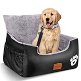 Hunde Autositz, 55x30x30cm, 1 Ansteckbare, Verstellbare Sicherheitsleinen, Auto-Hundebett für kleine Hunde, komplett Abnehmbarer und Waschbarer Autositz für Haustiere mit 2 Aufbewahrungs