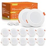 Tomosu LED Einbaustrahler 230V Flach, LED Spot 5W 450LM, IP44 Einbauleuchten für das Bad, Warmweiß 2700K, Ø75-90mm Lochdurchmesser, Deckenspots für Wohnzimmer Küche Schlafzimmer, 10er Set