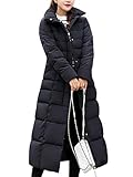 ORANDESIGNE Damen Warm Winterjacke Parka Jacke Mantel Lange Mit Fellkapuze Steppjacke Wintermantel Schwarz DE 44