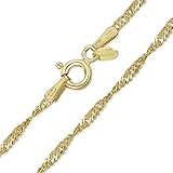 Amberta 925 Sterlingsilber 18K Vergoldet Damen-Halskette - Singapurkette - 1.3 mm Breite - Verschiedene Längen: 45 50 70 cm (50cm)