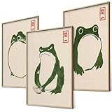 Hoji Frösche Poster Set Ukiyo-e Japanische Kunst Japan Wanddeko Bilder Schlafzimmer Deko Wohnzimmer Dekoration Eklektische Gemälde (3x A4 | Ohne Rahmen)