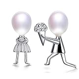 Süßwasser-Zuchtperlen-Ohrringe Für Freundin, Verheiratete Feine Ohrstecker, 925 Silberfigur Perlenschmuck