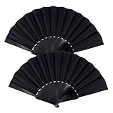 2 Stück fächer，fächer schwarz，handfächer，fecher，fecher damen，hand fan，fächer klein，handfächer stabil，fächer stoff