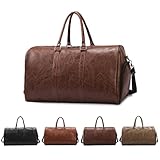 PU-Leder Reisetasche Weekender Herren,Handgepäck, Reise Tasche Große,Fitness Tasche,Duffle Bag (Dunkelbraun)