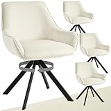 Goeurvant Esszimmerstühle Drehbar 4er Set mit Armlehne – 360°Drehbar Polsterstuhl Samt Modern Drehstuhl Küchenstuhl mit Metallgestell und Rückenlehne für Esszimmer, Wohnzimmer, Büro, Cremeweiß