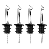 Wellehomi Flaschenausgießer, 4 Stück Weinausgießer, Ausguss für Wein Schnaps Olivenöl Kaffee Sirup Essig Flaschen Kunststoffkorken Öl-Ausgießer ideal für Cocktails, Partys, Shots und Bars, Schwarz