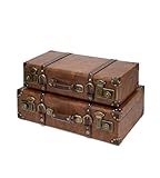 feilario Aufbewahrungskoffer aus Leder, Vintage-Stil, klein, tragbar, dekorativ, für Koffer, Filmrequisite, Gepäck, 2 Größen (Braun, S/L-Set)