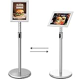 Infoständer DIN A4 210x297mm Höhenverstellbar Edelstahl informationsständer Aufsteller Kundenstopper Plakatständer Präsentationsständer Werbeständer (Silber, A4) FoxRose®