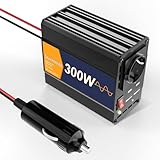 Starkbaer 300W/600W Wechselrichter Reiner Sinus 12V auf 230V Spannungswandler, Pure sine Auto Inverter, 4X USB & 1xAC Steckdosen Stromwandler. Kfz-Zigarettenanzünder-Stecker, Alu-Legierung.​