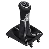 ICT Schaltknauf Schalthebel Schaltsack Schaltmanschette kompatibel mit Porsche 718 Boxster Cayman Spyder Typ 981 / 982 2013+ Leder, Naht silber, 6 gang Komplettset (ohne LED)