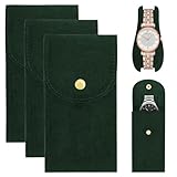 CATOR 3 Stück Uhrenaufbewahrungstasche, Reiseuhrentasche, Uhrentasche, uhrenetui, kissen mit bild, uhren reiseetui, Uhren-Aufbewahrungstasche Geschenktasche für Reisen Outdoor (Dunkelgrün)