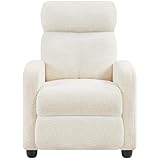 Yaheetech Relaxsessel Fernsehsessel Einzelsofa Ruhesessel mit Verstellbarer Beinablage Liegesessel aus Boucle-Gewebe Elfenbein