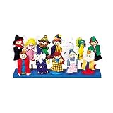 goki Fingerpuppen-Set 2 – 12 liebevoll gestaltete Fingerpuppen aus Holz und Stoff, fördert Fantasie, Kreativität und Sprachentwicklung, ideal für Kinder ab 3 Jahren SO 401