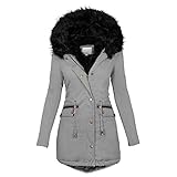 FUPODD Winterjacke Damen Mit Fellkapuze Parka Mit Teddyfutter Damen Wintermantel, Damen, Gefüttert Flauschjacke Damen Teddyjacke Winterjacke Damen Warm Walkjacken Für Damen Wintermantel Damen Elegant