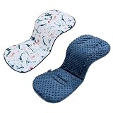 LAT Sitzauflagen für Kinderwagen, Doppelseitige Universal Kinderwagen Einlage für Babyschale Buggy Autositz, Weich & Atmungsaktiv Sitzeinlage für Kinderwagen für Babys & Kleinkinder (Sea Word)