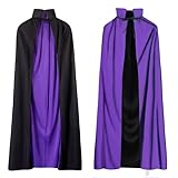A-SZCXTOP Halloween-Vampir-Umhang, Unisex-Reversibel Hexenumhang mit Stehkragen, Cosplay Maskerade Party Hexenkostüme (Lila + Schwarz, L – 150 cm/59" für Erwachsene)