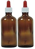 Viva Haushaltswaren - 2 x Pipettenflasche 100 ml aus Braunglas, kleine Glasgefäße als Apothekerflaschen zum Befüllen verwendbar -Made in Germany & BPA frei (inkl. 2 Beschriftungsetiketten)