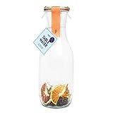 Pineut ® Wasserkaraffe mit Deckel - 1L Glas Wasserkanne - Tafelwasser Citrus, Minze & Blaubeere - Nachfüllbar - Spülmaschinenfest - Originelles Geschenk - Gesund & Gesellig genießen