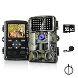 HAZA Wildkamera,2.7K Wildtierkamera,58MP Full HD wildkamera mit bewegungsmelder nachtsicht,beobachtungsmonitore mit 32G SD Karte,0,1s Auslösezeit,IP66 Wasserdicht,Timer,Zeitraffer,Tierkamera (2.7K)