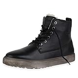 VAN HILL Herren Winter Boots Warm Gefütterte Stiefel Leder Schuhe Bequeme Schnürer Flache Schnürboots Winterschuhe 610499 Schwarz 42