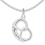 Clever Schmuck Set Silberner Damen Anhänger Brezel 16 x 12 mm mit 5 Zirkonias als Salzkrümel & Kette Erbs 45 cm Sterling Silber 925 in Schmuckverpackung