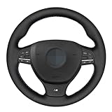 RWRAPS DIY-Lenkradbezug aus schwarzem Leder, passend für BMW M Sport F10 F11 (Touring) F07 F12 F13 F06 F01 F02 M5