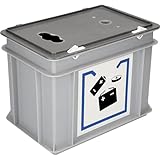 kaiserkraft | Altbatterie-Sammelbox | mit Deckel und Einwurföffnung | Volumen 9 l | LxBxH 300 x 200 x 230 mm